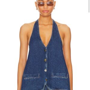 Lioness Hills Halter Top in Dark Denim XXS